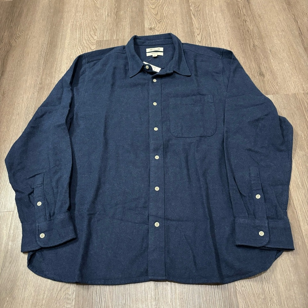 Madewell Sunday Flannel Perfect Long Sleeve Button Up Shirt Navy Blue Men’s XL